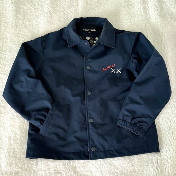 Kids Navy Blue KAWS + Andy Warhol Coach Jacket - Picture 1 of 4